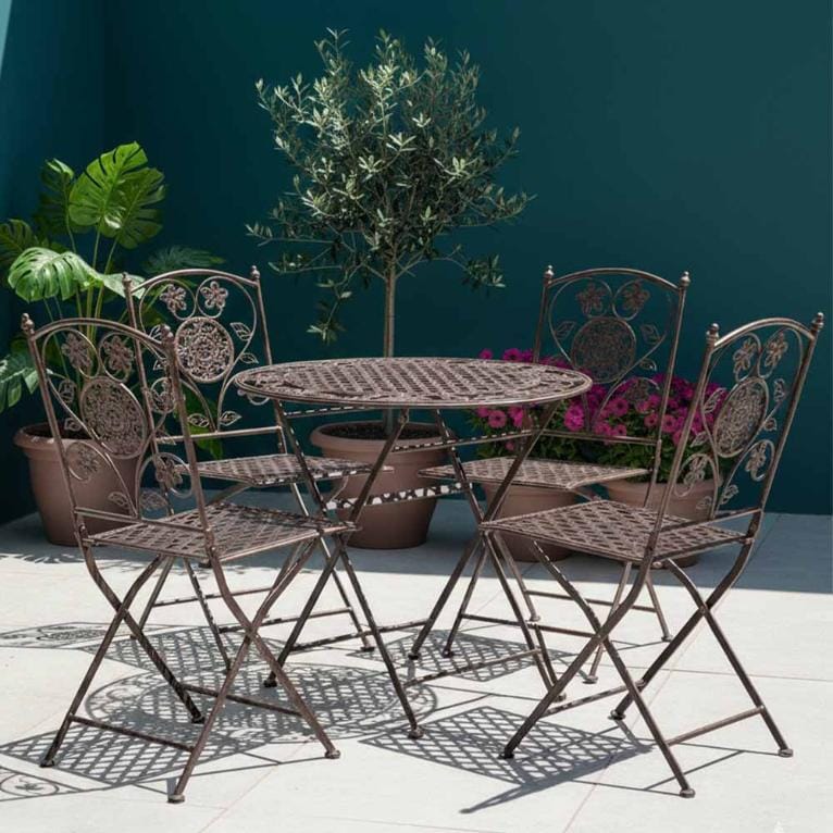 Chivari Barcelona Bistro Set in Vintage Copper includes 28" Table and 4 Chairs BBMC-KT-AX