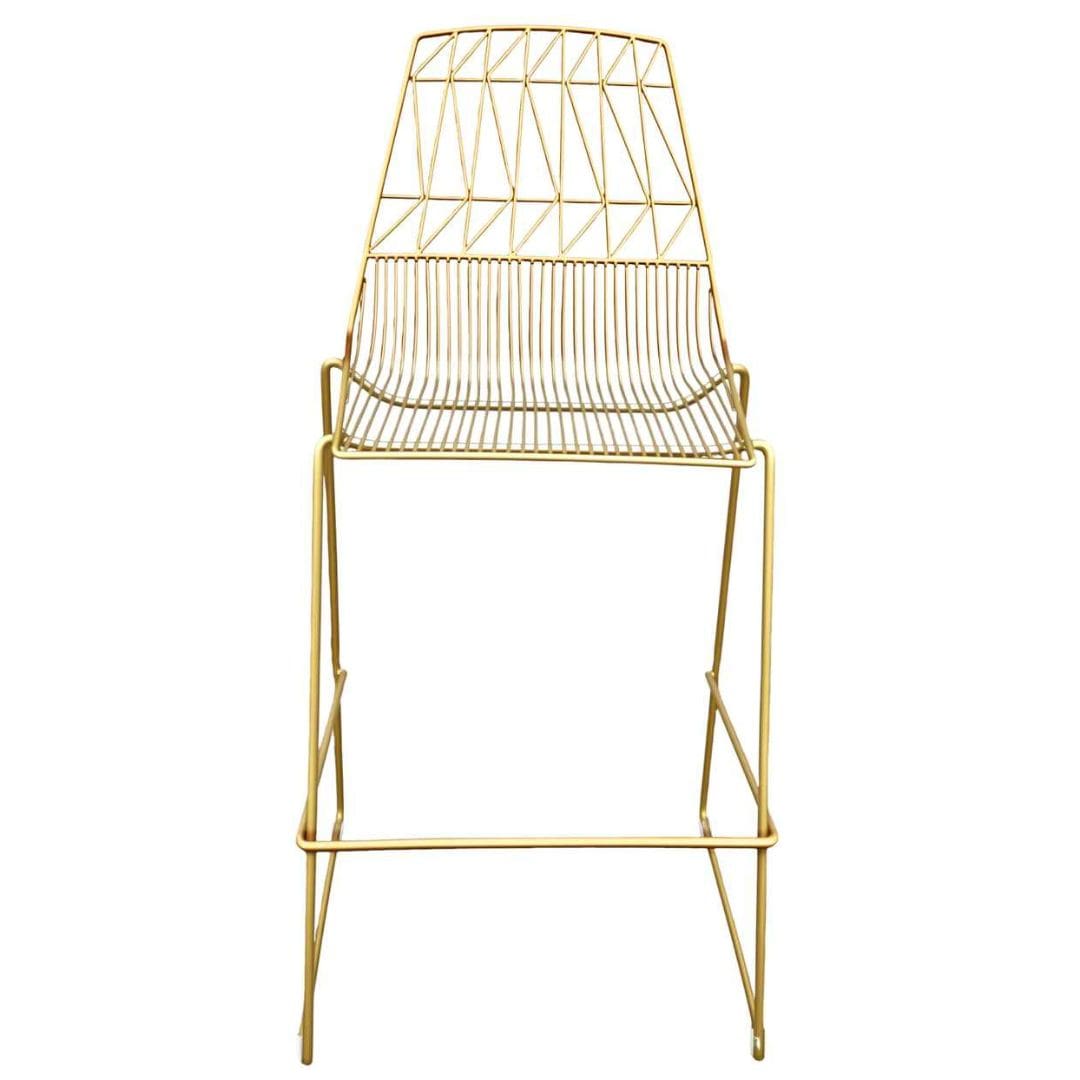 Chivari Gold 30" Benton Wire Bar Stool Stainless Steel Frame, Elegant Seating for Weddings & Events BBMG-WR-AX