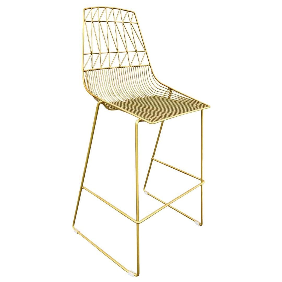 Chivari Gold 30" Benton Wire Bar Stool Stainless Steel Frame, Elegant Seating for Weddings & Events BBMG-WR-AX