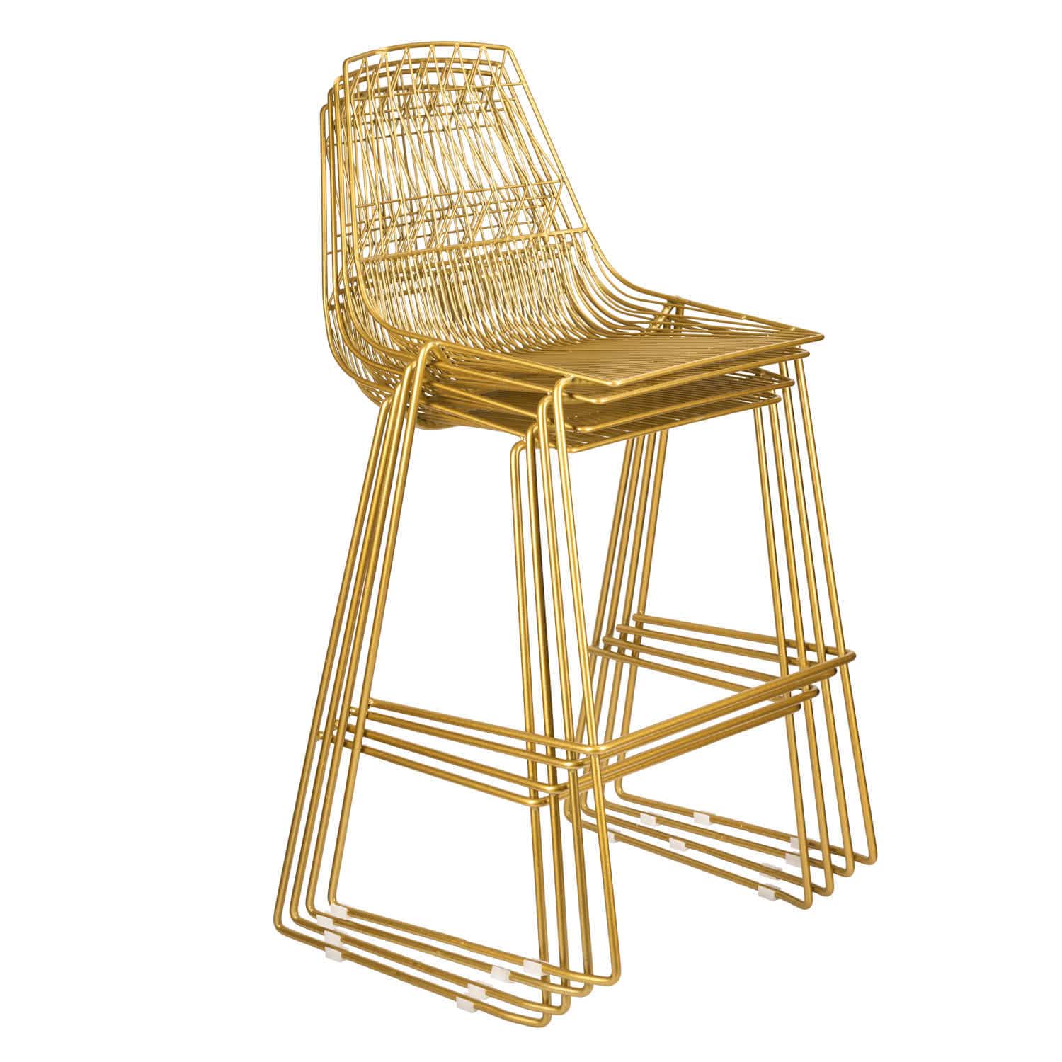 Chivari Gold 30" Benton Wire Bar Stool Steel Frame BBMG-WR-AX