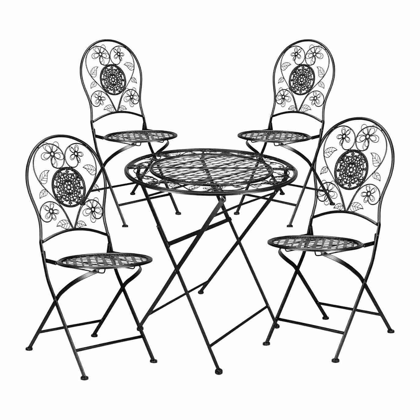 Chivari Barcelona Bistro Set in Rustic Matte Black includes 28" Table and 4 Round Chairs BBMRB-KT-AX