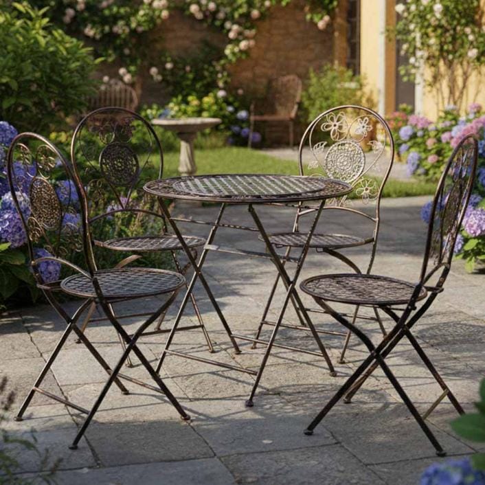 Chivari Barcelona Bistro Set in Vintage Copper includes 28" Table and 4 Round Chairs BBMRC-KT-AX