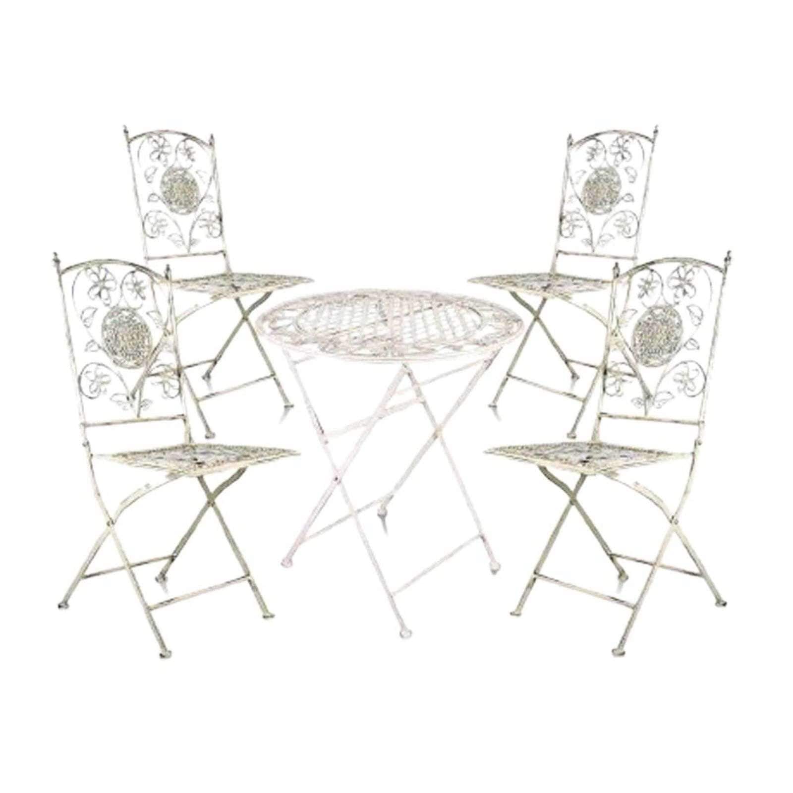 Chivari Barcelona Bistro Set in Antique White includes 28" Table and 4 Chairs BBMW-KT-AX