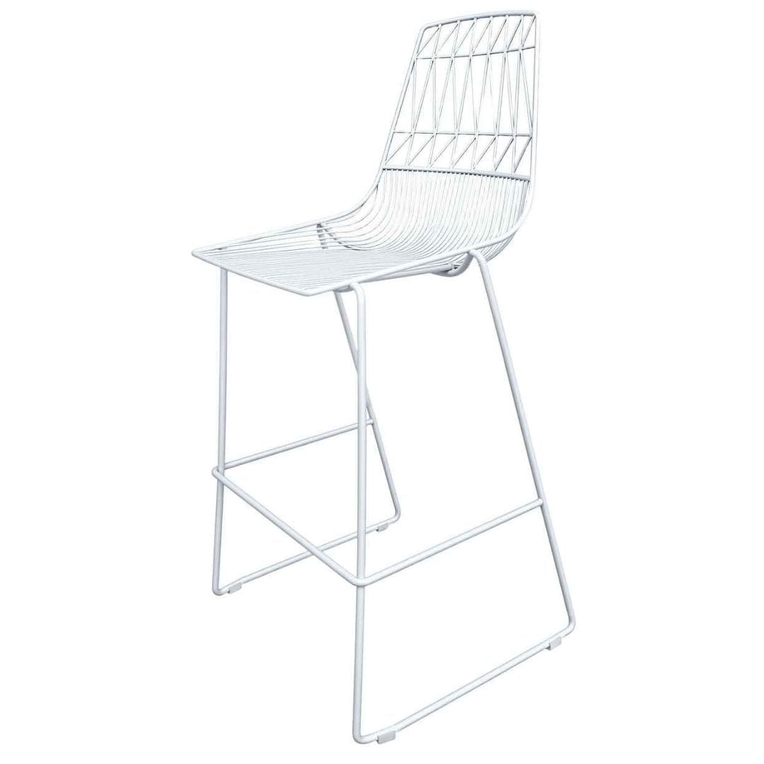 Chivari White 30" Benton Wire Bar Stool Stainless Steel Frame, Modern Commercial Seating for Events BBMW-WR-AX