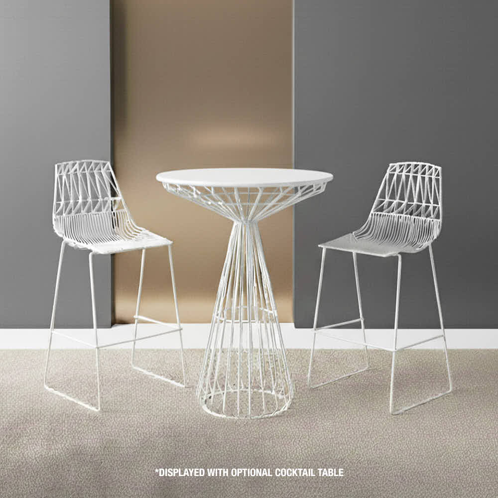 Chivari White 30" Benton Wire Bar Stool Steel Frame BBMW-WR-AX