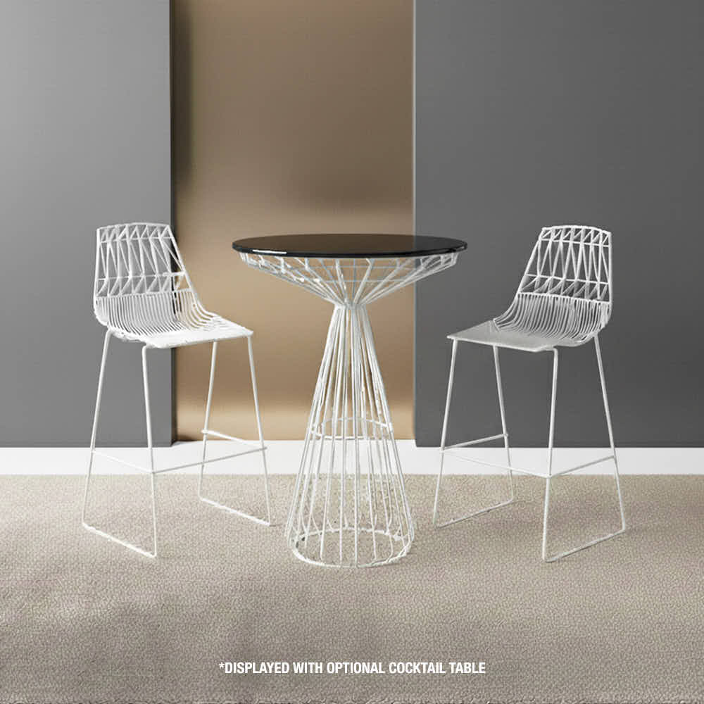 Chivari White 30" Benton Wire Bar Stool Steel Frame BBMW-WR-AX