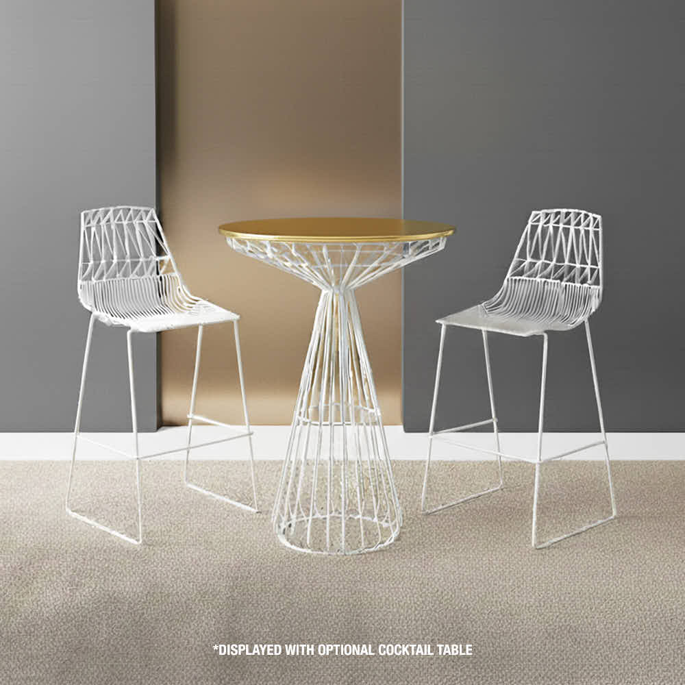 Chivari White 30" Benton Wire Bar Stool Steel Frame BBMW-WR-AX