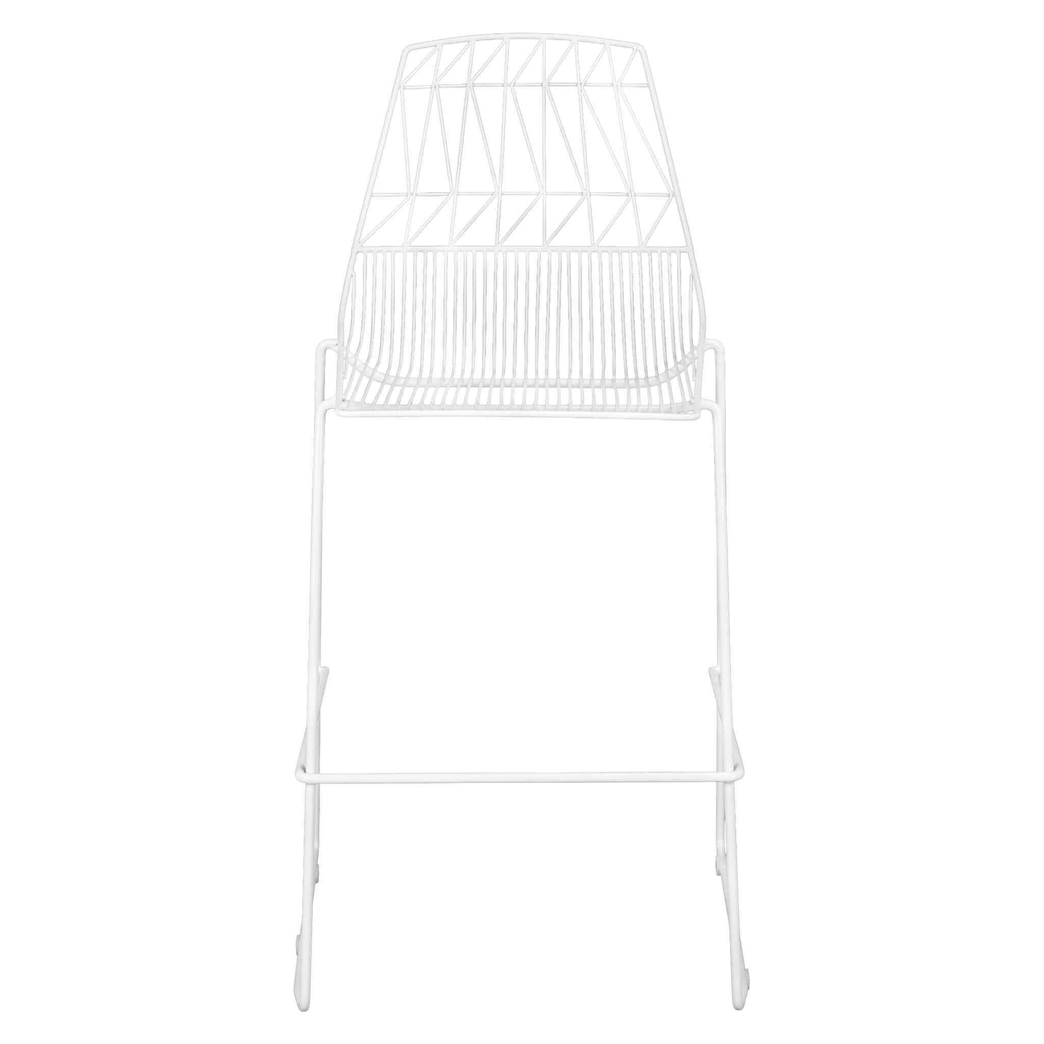 Chivari White 30" Benton Wire Bar Stool Steel Frame BBMW-WR-AX