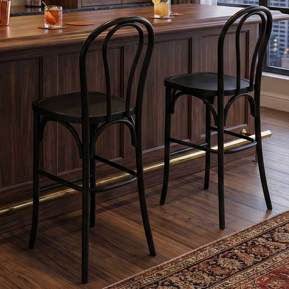 Black Resin Steel Skeleton™ Bentwood Barstool - 2 Pack - Some Assembly Required