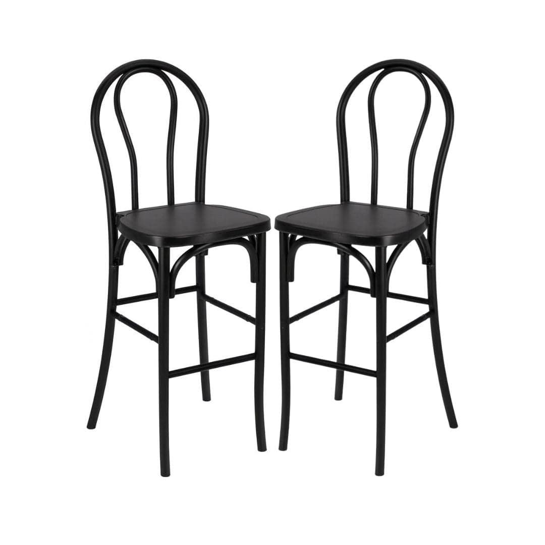 Chivari Black Resin Steel Skeleton™ Bentwood Barstool - 2 Pack - Some Assembly Required BBRB-KD-ST-AX-2