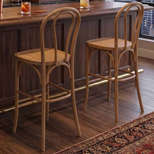 Chestnut Resin Steel Skeleton™ Bentwood Barstool - 2 Pack - Some Assembly Required