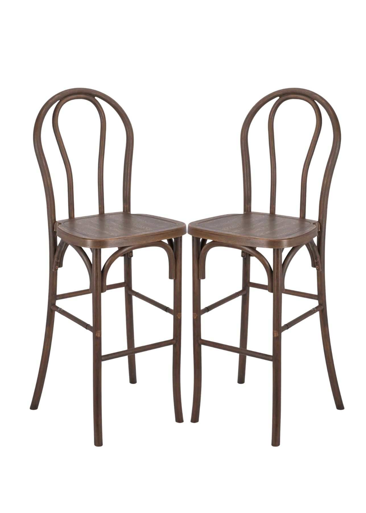 Fruitwood Resin Steel Skeleton™  Bentwood Barstool  - 2 Pack - Some Assembly Required