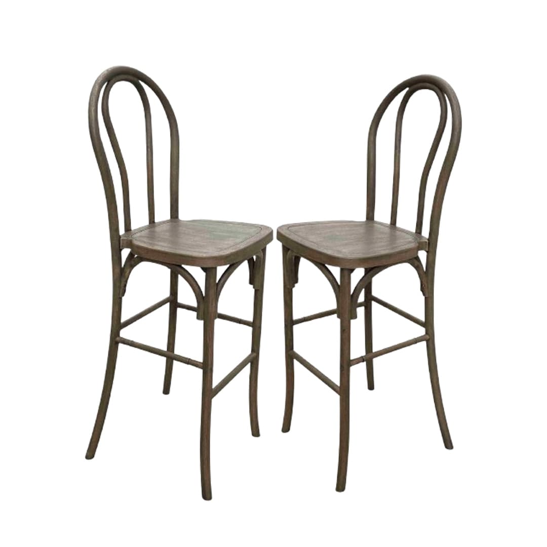Chivari Fruitwood Resin Steel Skeleton™  Bentwood Barstool  - 2 Pack - Some Assembly Required BBRF-KD-ST-AX-2