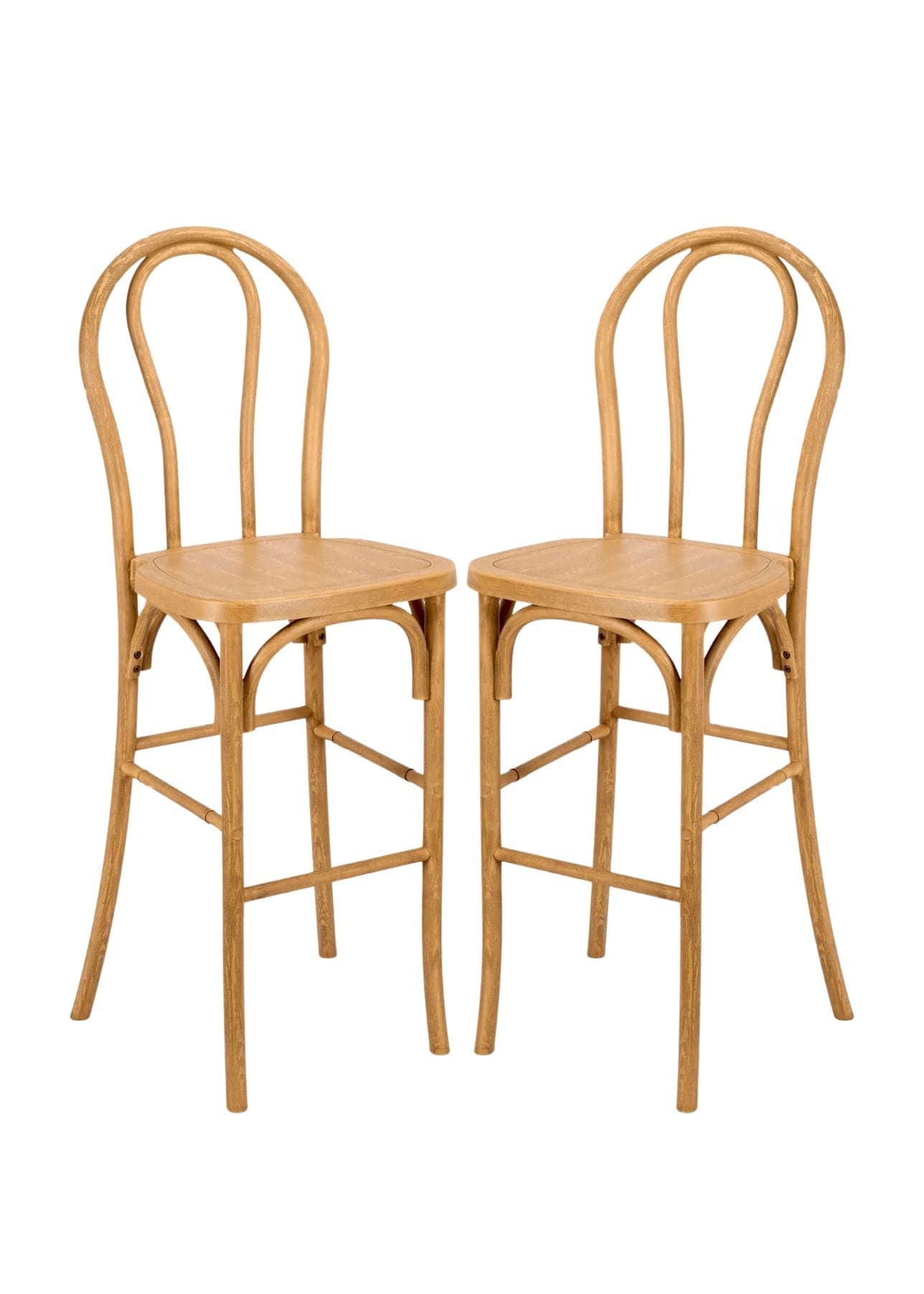 Chivari Natural Resin Steel Skeleton™  Bentwood Barstool - 2 Pack - Some Assembly Required BBRN-KD-ST-AX-2