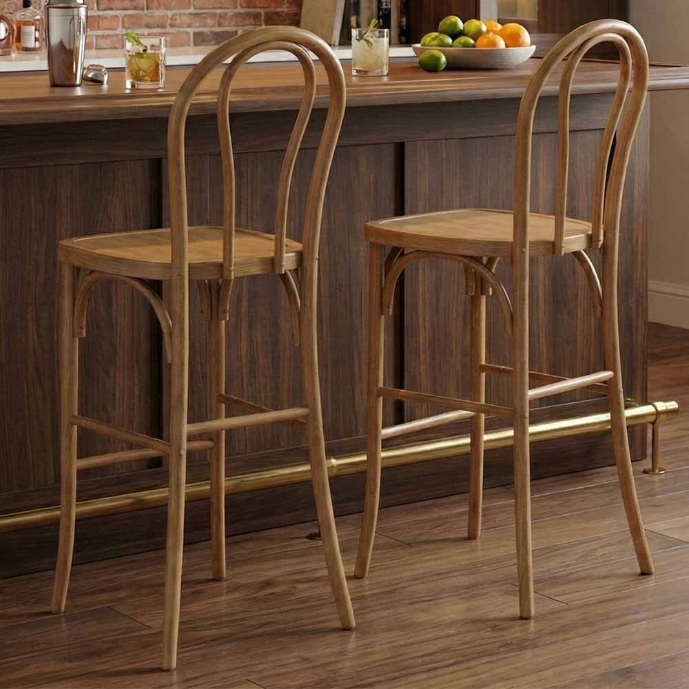 Chivari Natural Resin Steel Skeleton™  Bentwood Barstool - 2 Pack - Some Assembly Required BBRN-KD-ST-AX-2