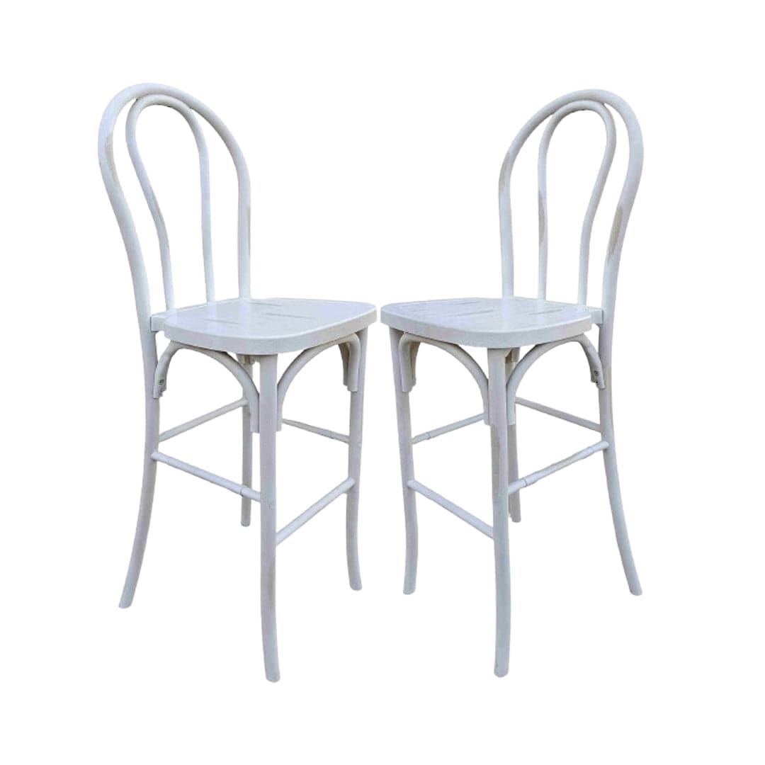 Chivari White Distressed Resin Steel Skeleton™ Bentwood Barstool - 2 Pack - Some Assembly Required BBRWD-KD-ST-AX-2