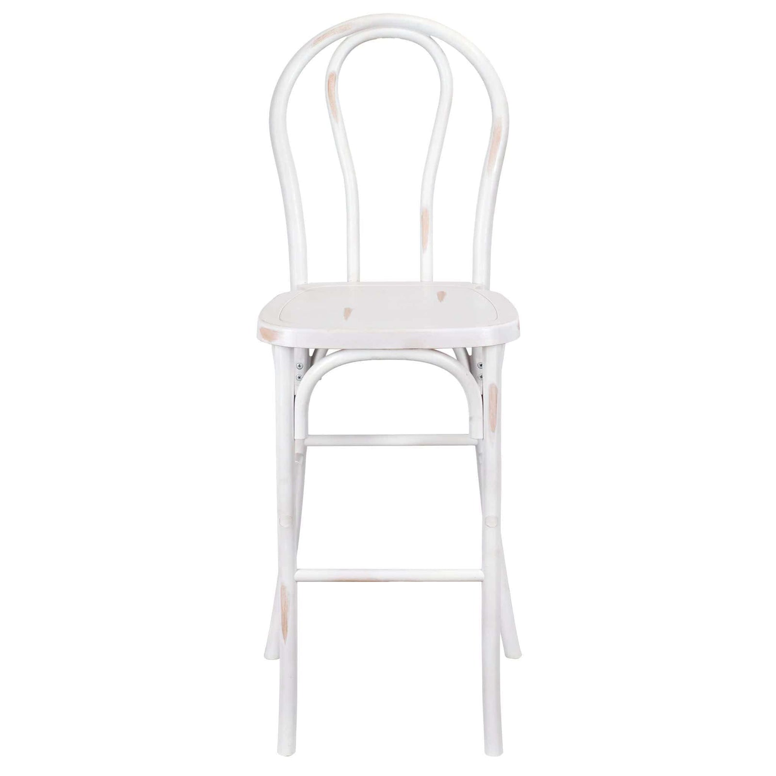 Chivari White Distressed Resin Steel Skeleton™ Bentwood Barstool - 2 Pack - Some Assembly Required BBRWD-KD-ST-AX-2