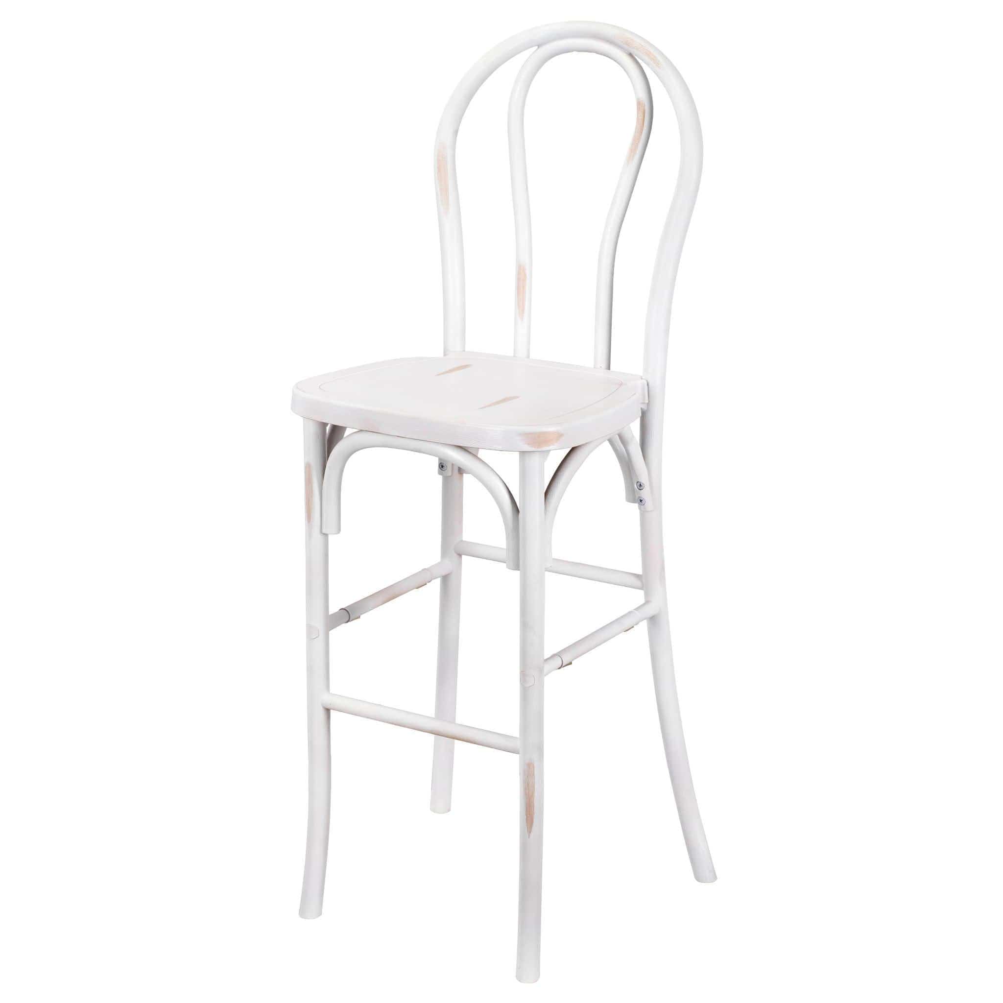 Chivari White Distressed Resin Steel Skeleton™ Bentwood Barstool - 2 Pack - Some Assembly Required BBRWD-KD-ST-AX-2