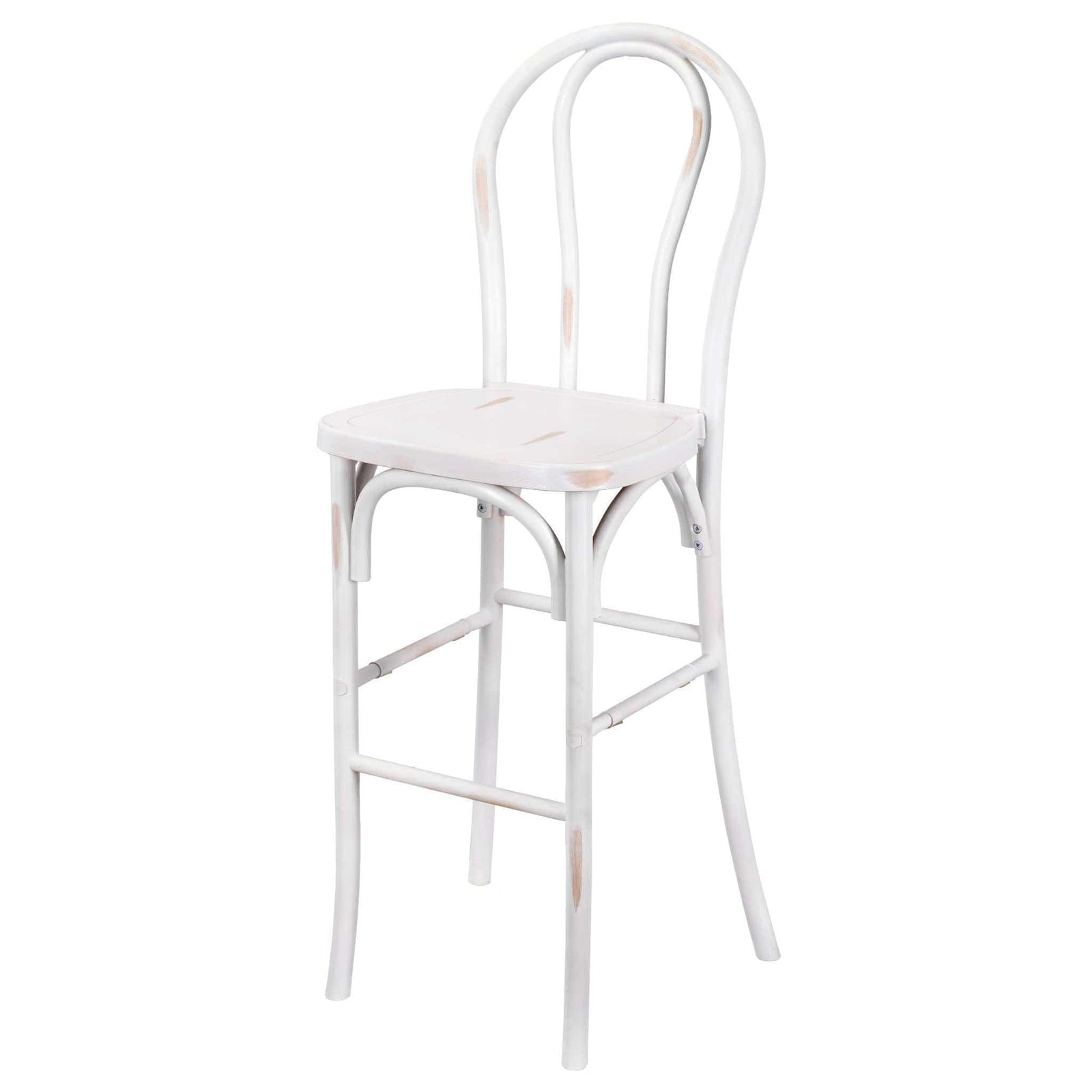 Chivari White Distressed Resin Steel Skeleton™ Bentwood Barstool - 2 Pack - Some Assembly Required BBRWD-KD-ST-AX-2