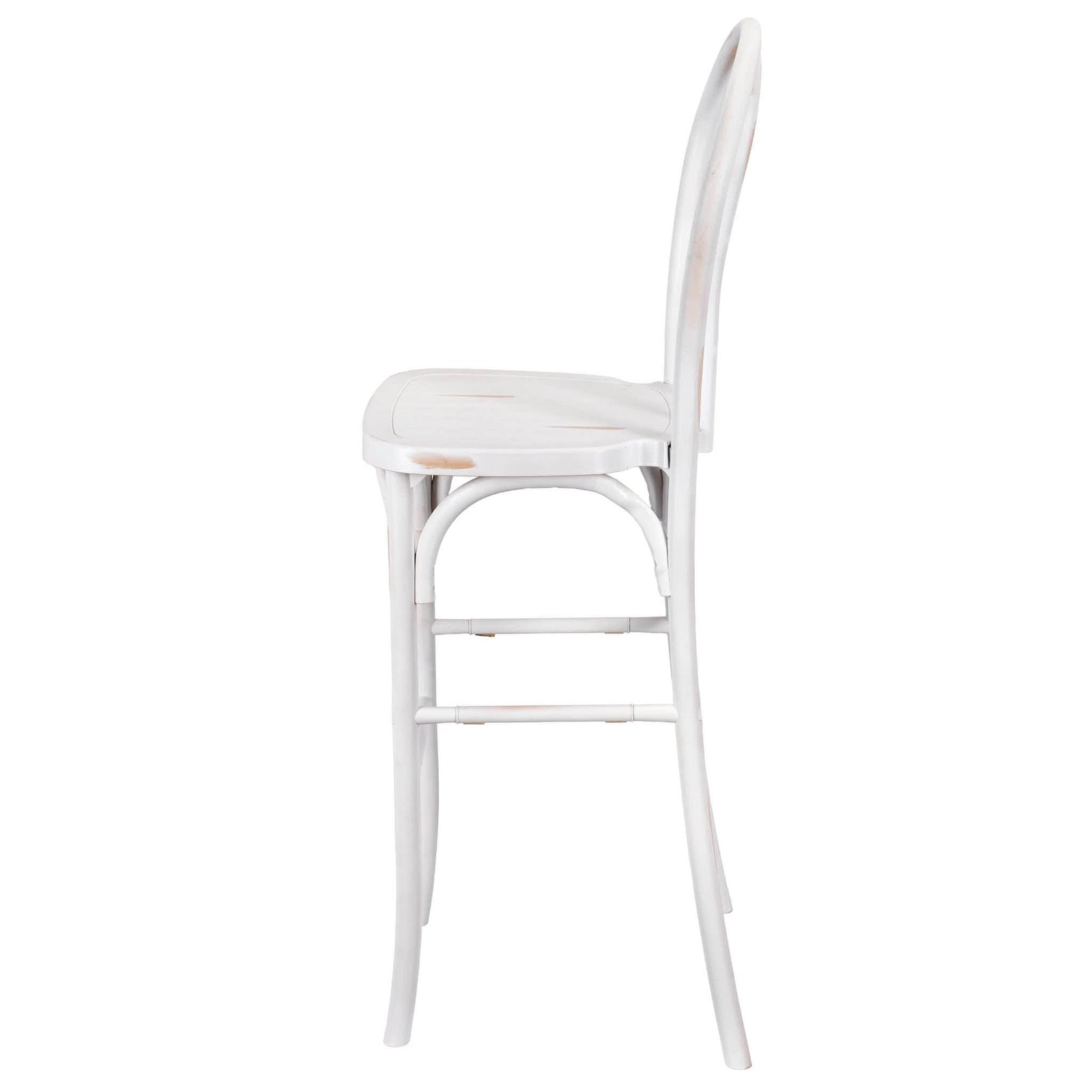 Chivari White Distressed Resin Steel Skeleton™ Bentwood Barstool - 2 Pack - Some Assembly Required BBRWD-KD-ST-AX-2