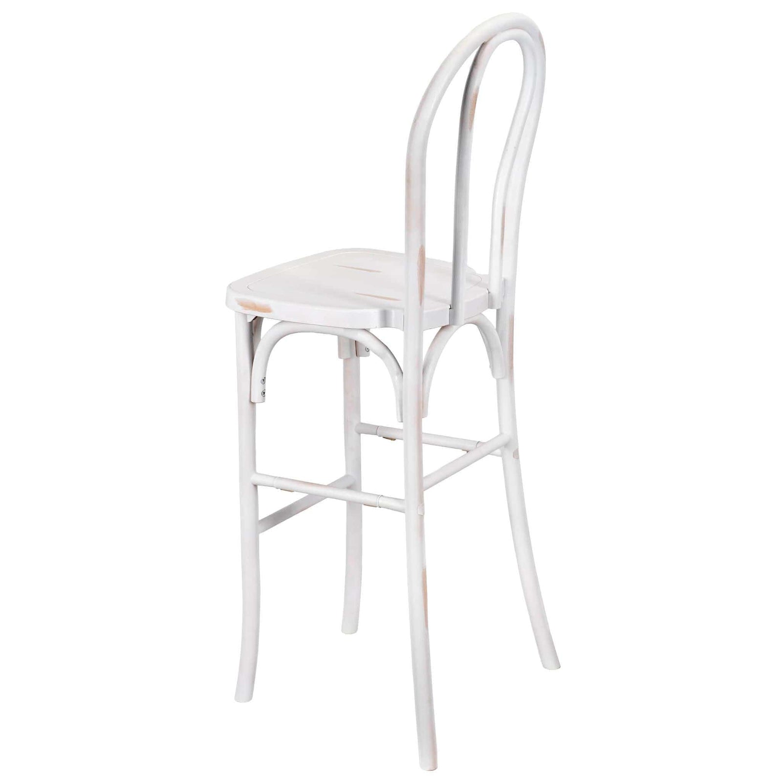 Chivari White Distressed Resin Steel Skeleton™ Bentwood Barstool - 2 Pack - Some Assembly Required BBRWD-KD-ST-AX-2