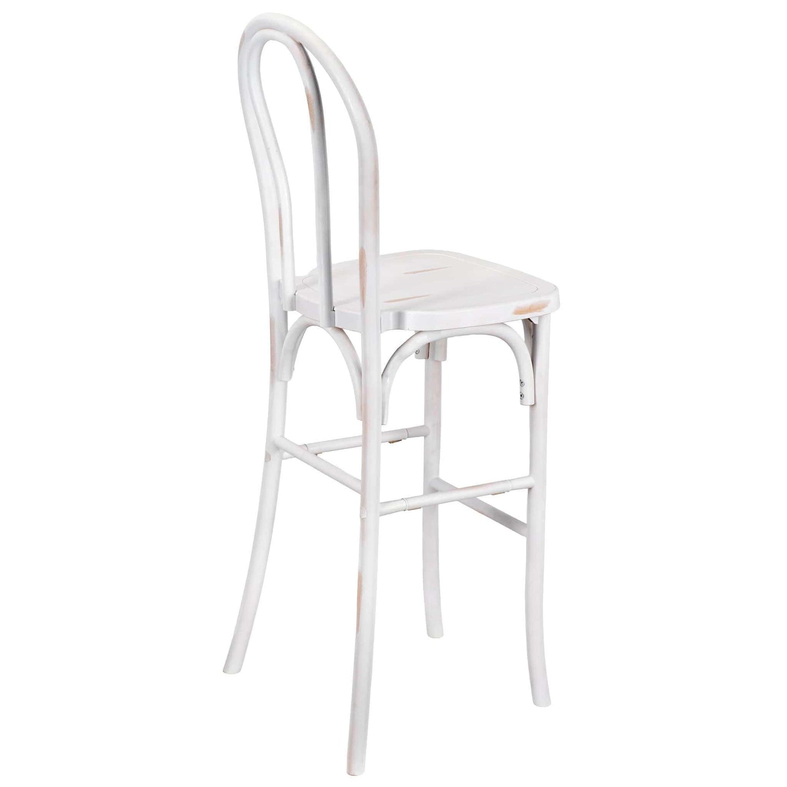 Chivari White Distressed Resin Steel Skeleton™ Bentwood Barstool - 2 Pack - Some Assembly Required BBRWD-KD-ST-AX-2