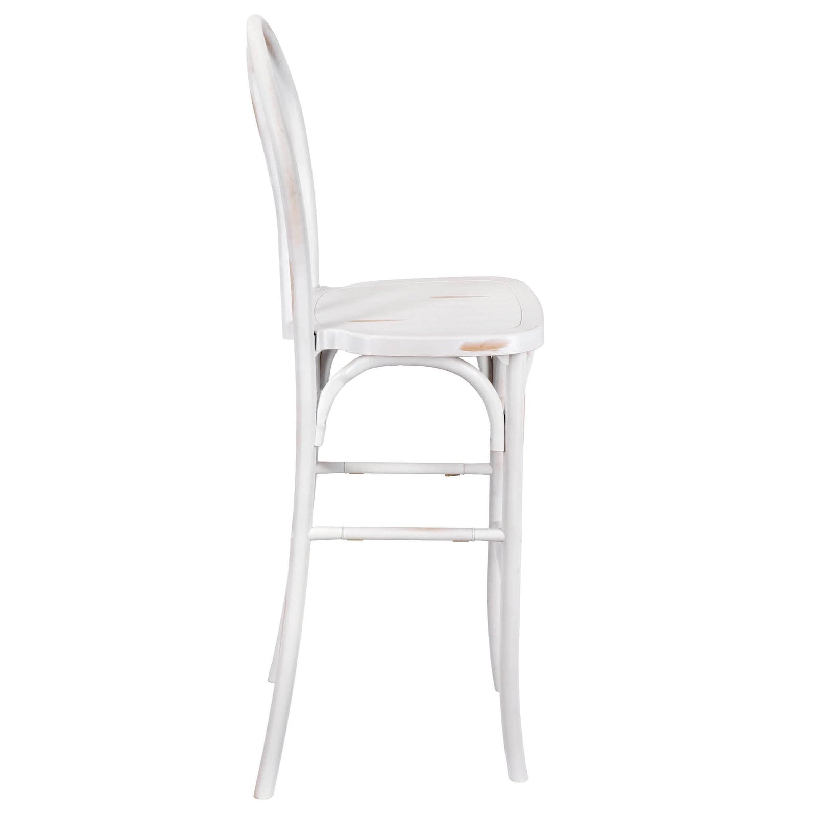 Chivari White Distressed Resin Steel Skeleton™ Bentwood Barstool - 2 Pack - Some Assembly Required BBRWD-KD-ST-AX-2