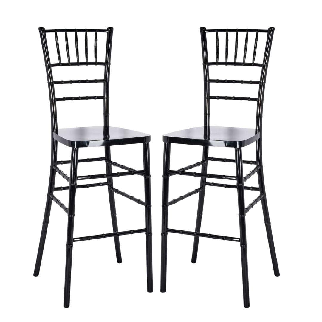 Chivari Black Resin Steel Skeleton™ Chiavari Barstool - 2 Pack - Some Assembly Required BCRB-KD-ST-AX-2