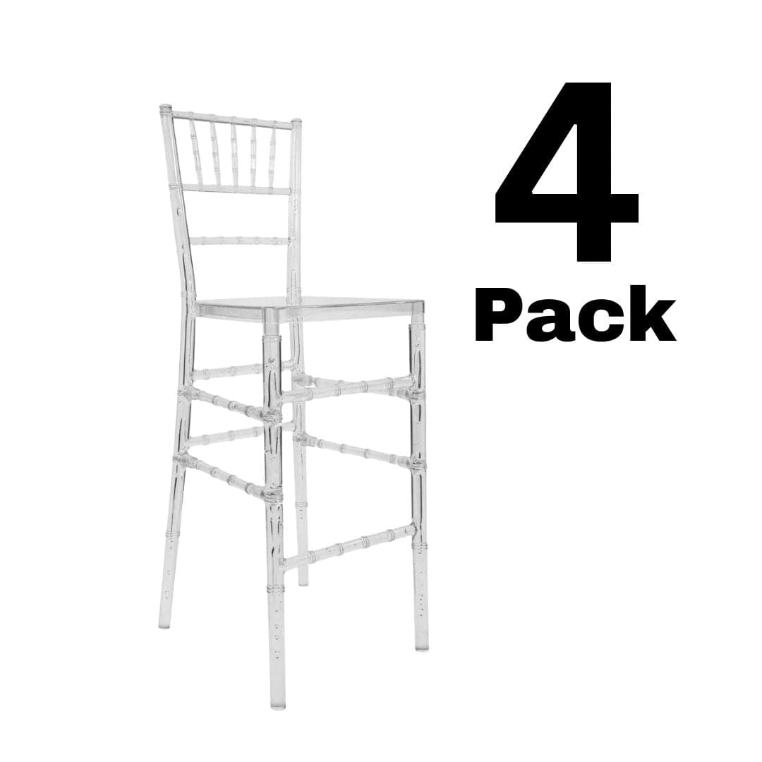 Chivari Clear Resin ProClear™ Chiavari Barstool - 4 Pack - Some Assembly Required BCRC-U-ZG-T-4