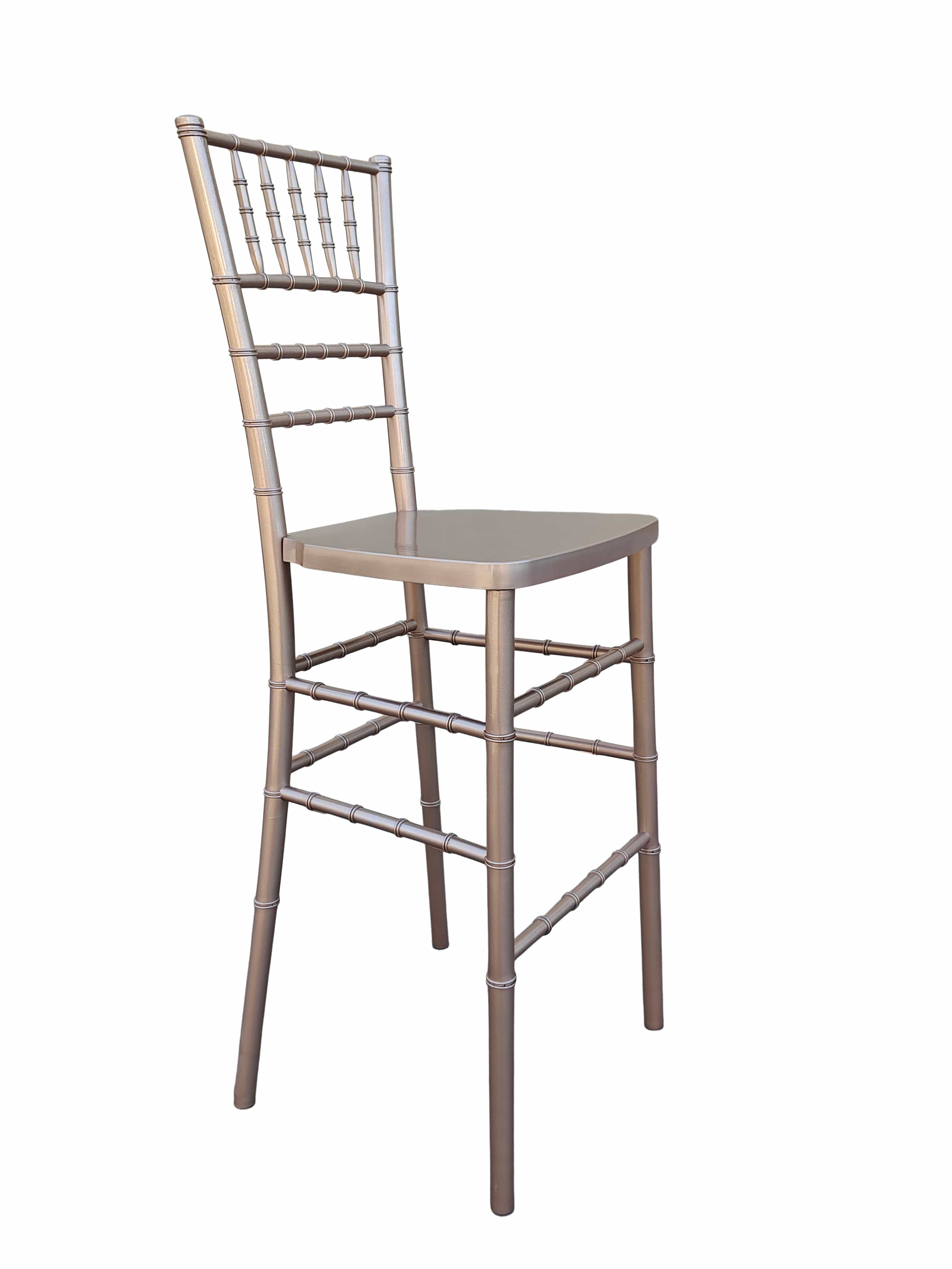 Chivari Sparkling Rose Gold Resin Steel Skeleton™ Chiavari Barstool BCRRGSP-ST-AX-T