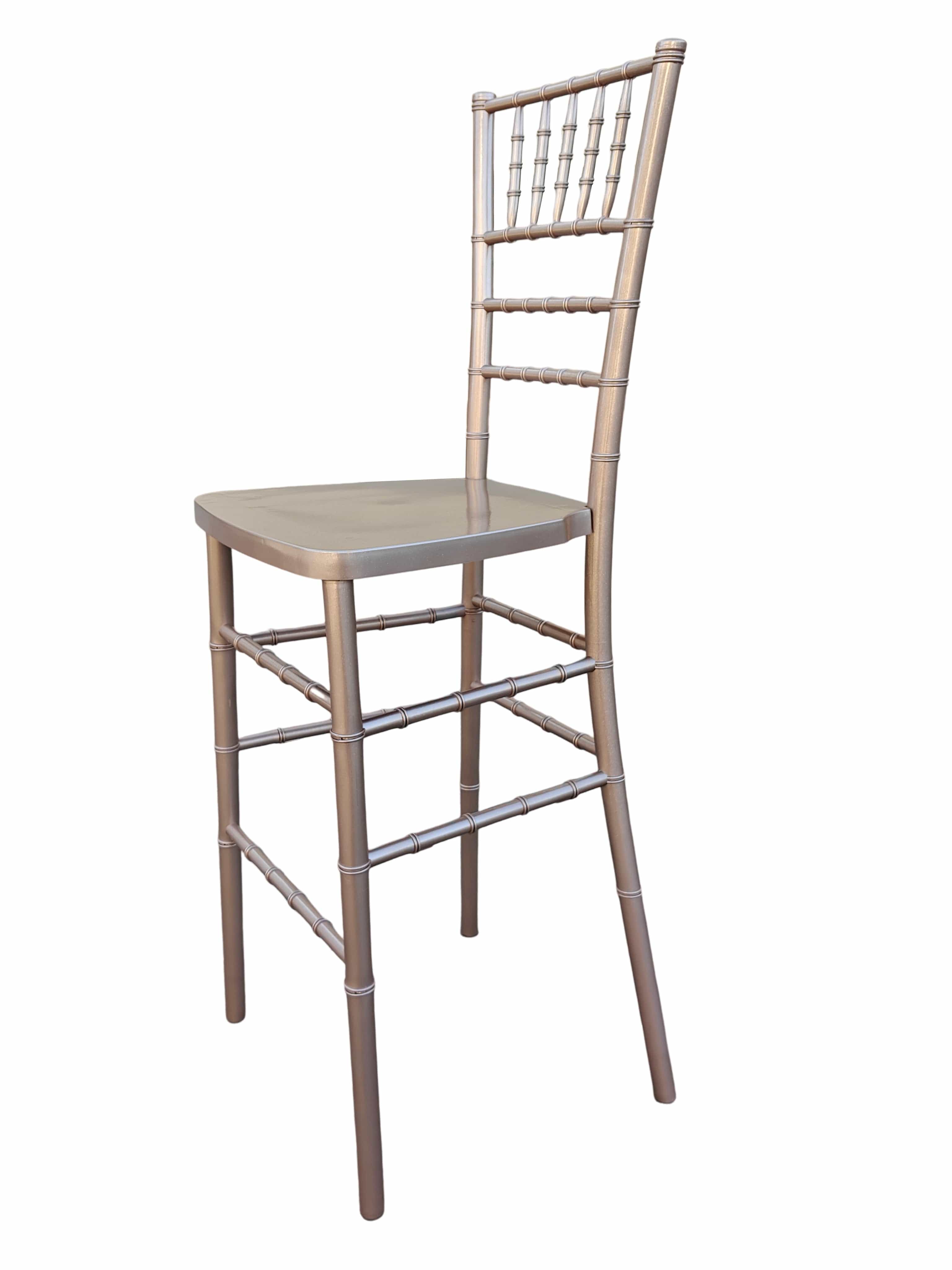 Chivari Sparkling Rose Gold Resin Steel Skeleton™ Chiavari Barstool BCRRGSP-ST-AX-T