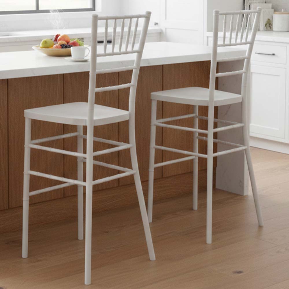 White Resin Steel Skeleton™ Chiavari Barstool - 2 Pack - Some Assembly Required