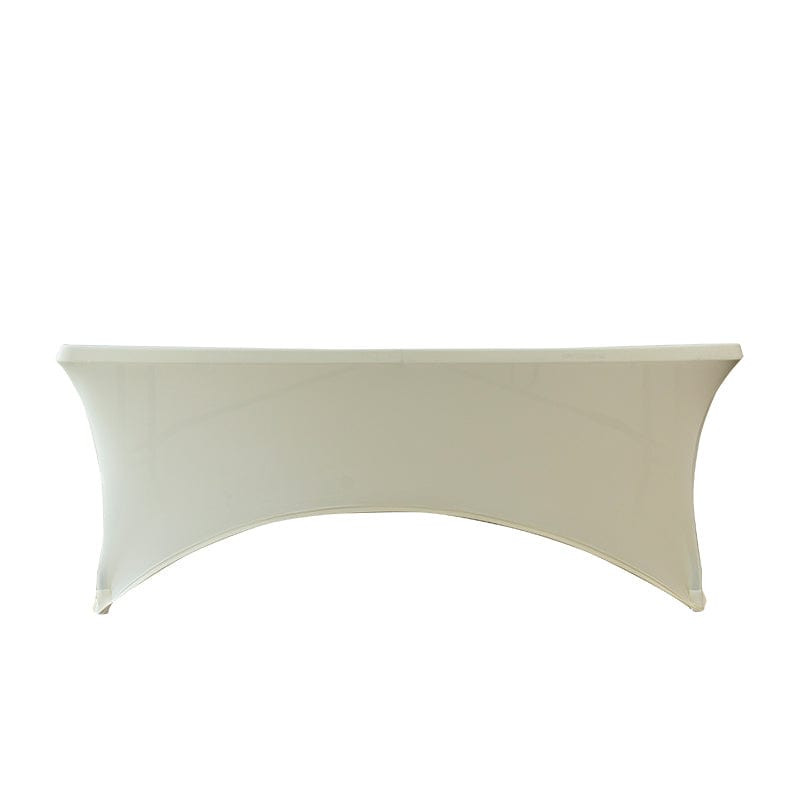 Chivari 5-Pack Ivory Spandex 250gsm 8 Foot Folding Table Cover SX-SPANXTB-8FT-IVR-5