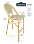 Toulouse Beige and Green French Bistro Barstool BBPW-AX-T