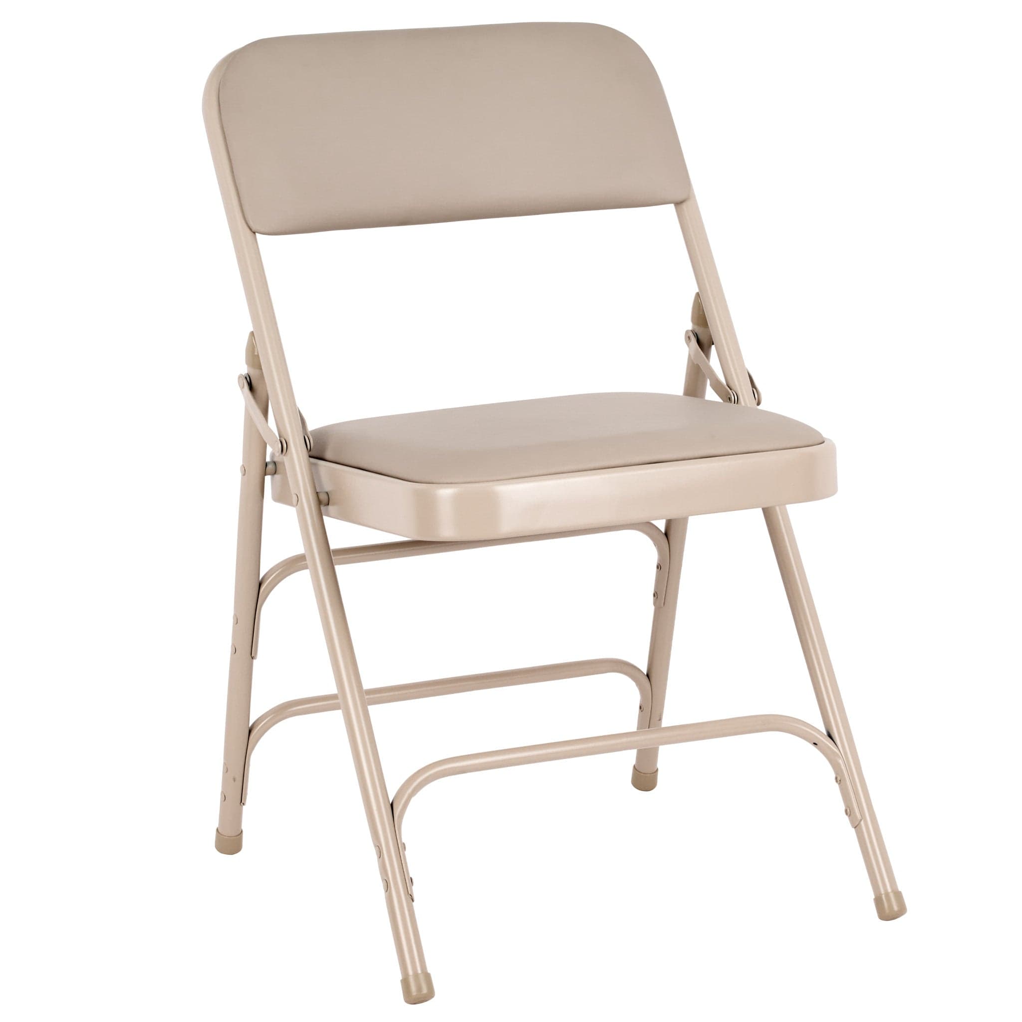 Chivari Beige Metal Folding Chair with  Beige Vinyl Cushion CFMVBEBE1-CX-T