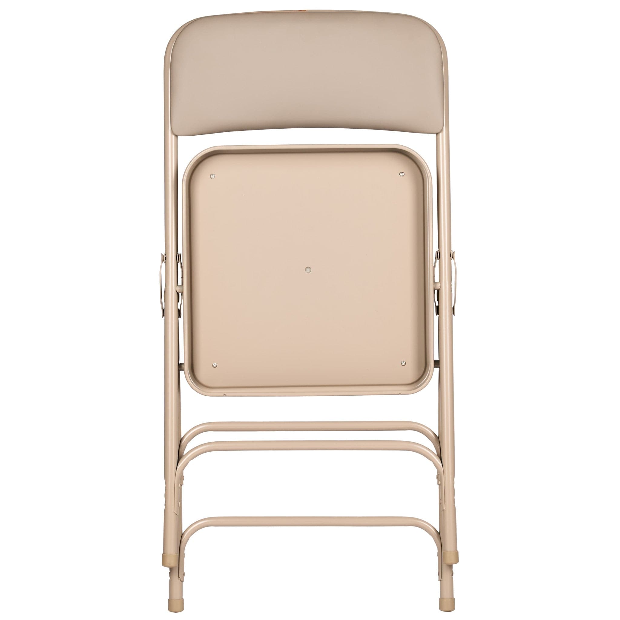 Chivari Beige Metal Folding Chair with  Beige Vinyl Cushion CFMVBEBE1-CX-T