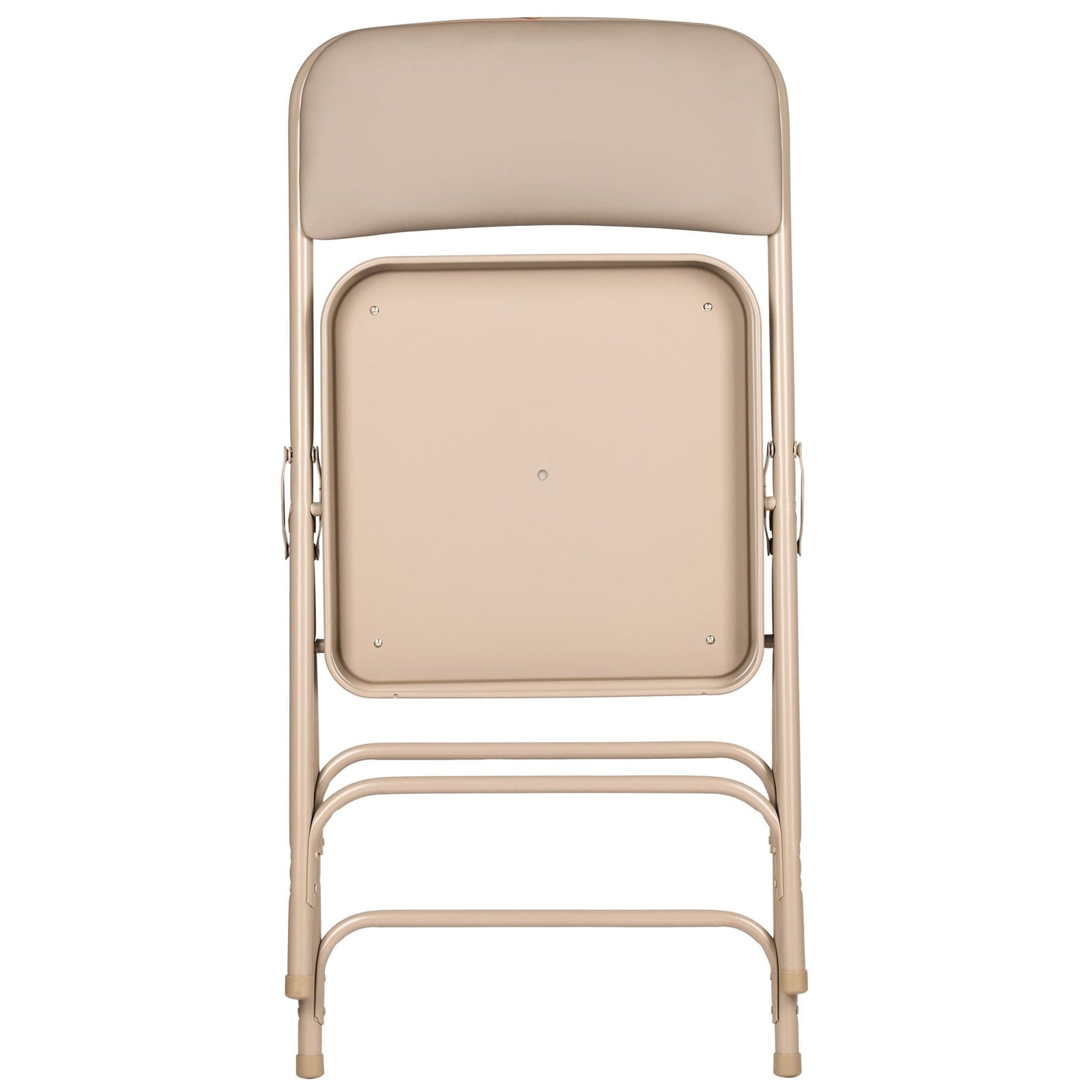 Chivari Beige Metal Folding Chair with  Beige Vinyl Cushion CFMVBEBE1-CX-T
