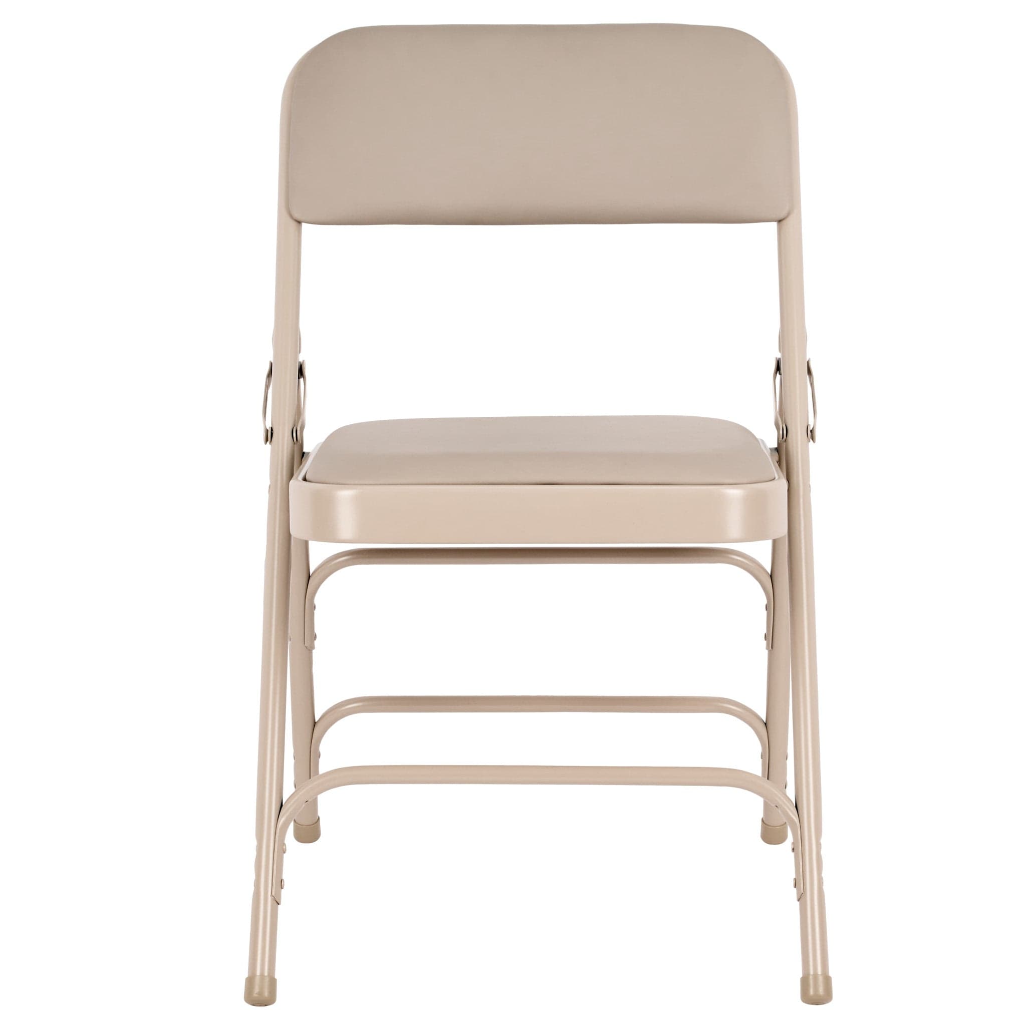 Chivari Beige Metal Folding Chair with  Beige Vinyl Cushion CFMVBEBE1-CX-T