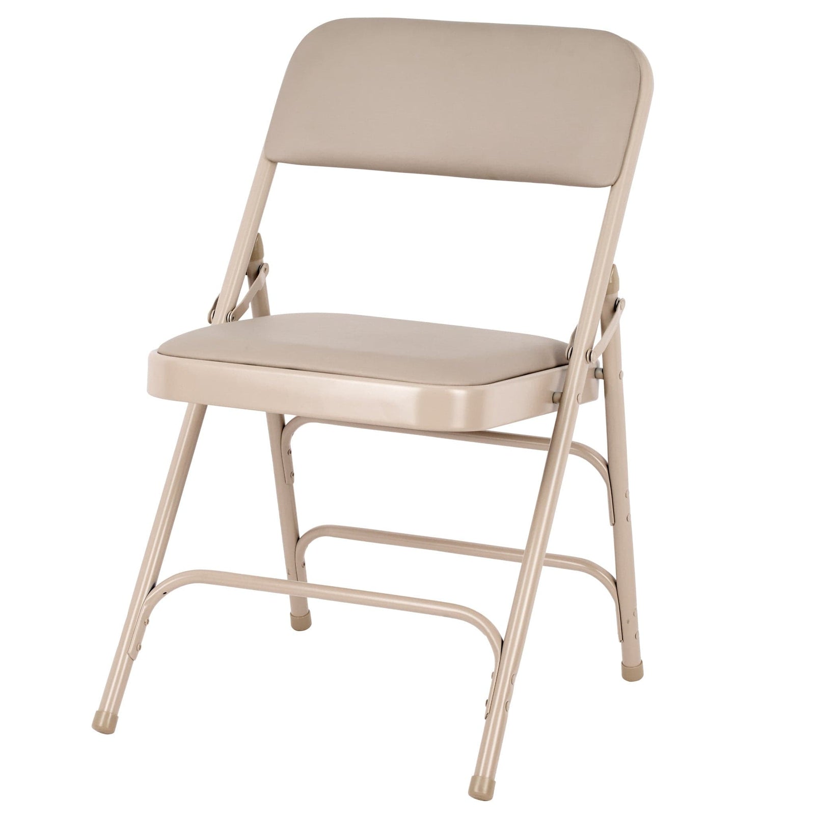 Chivari Beige Metal Folding Chair with  Beige Vinyl Cushion CFMVBEBE1-CX-T