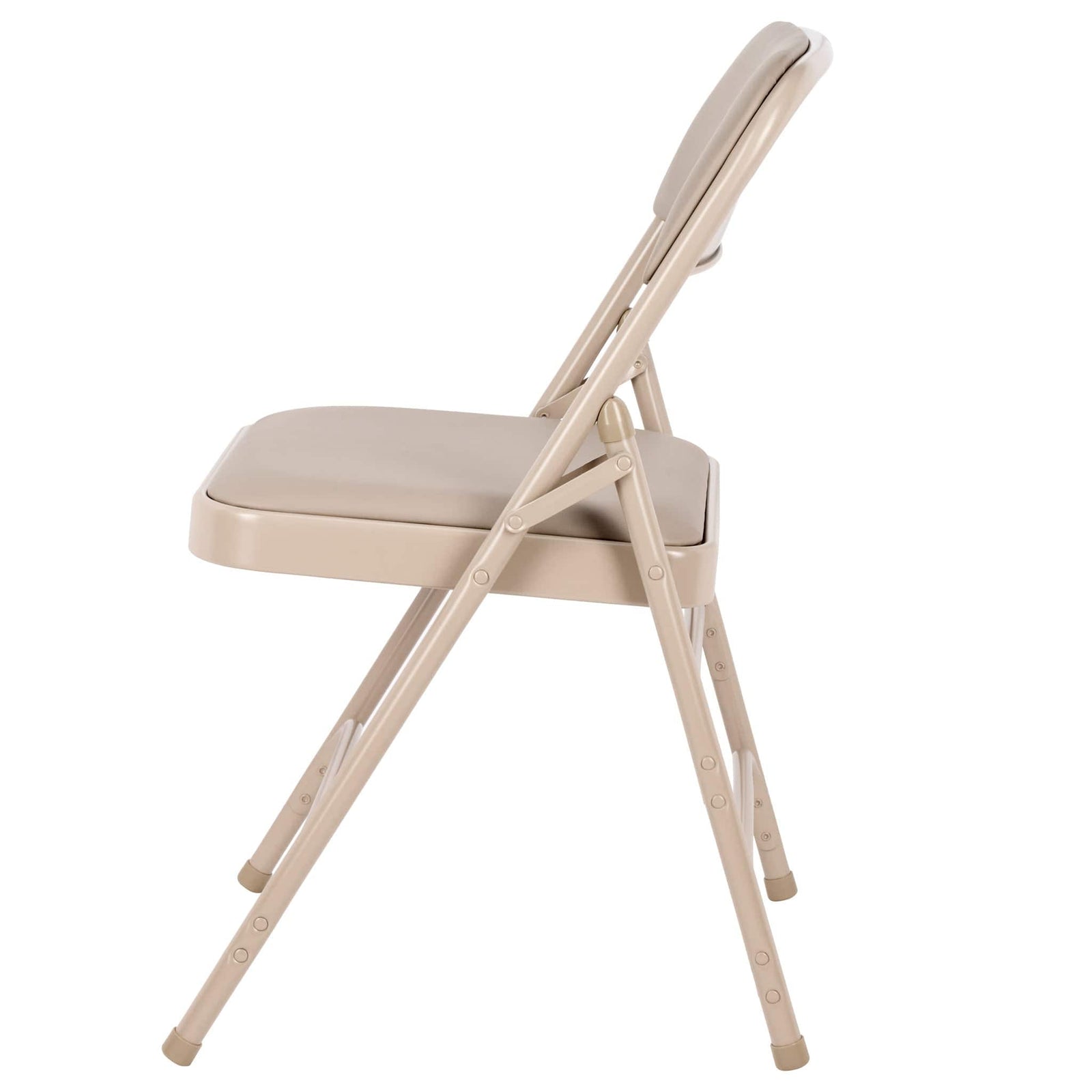 Chivari Beige Metal Folding Chair with  Beige Vinyl Cushion CFMVBEBE1-CX-T