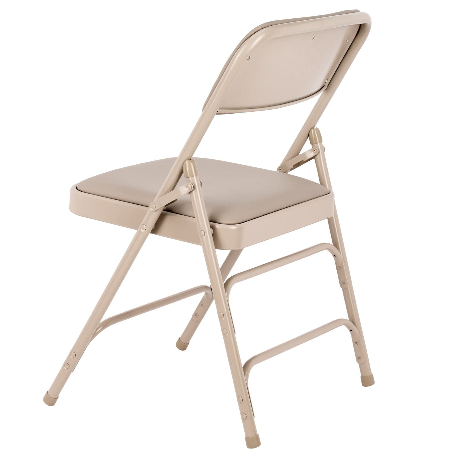 Chivari Beige Metal Folding Chair with  Beige Vinyl Cushion CFMVBEBE1-CX-T