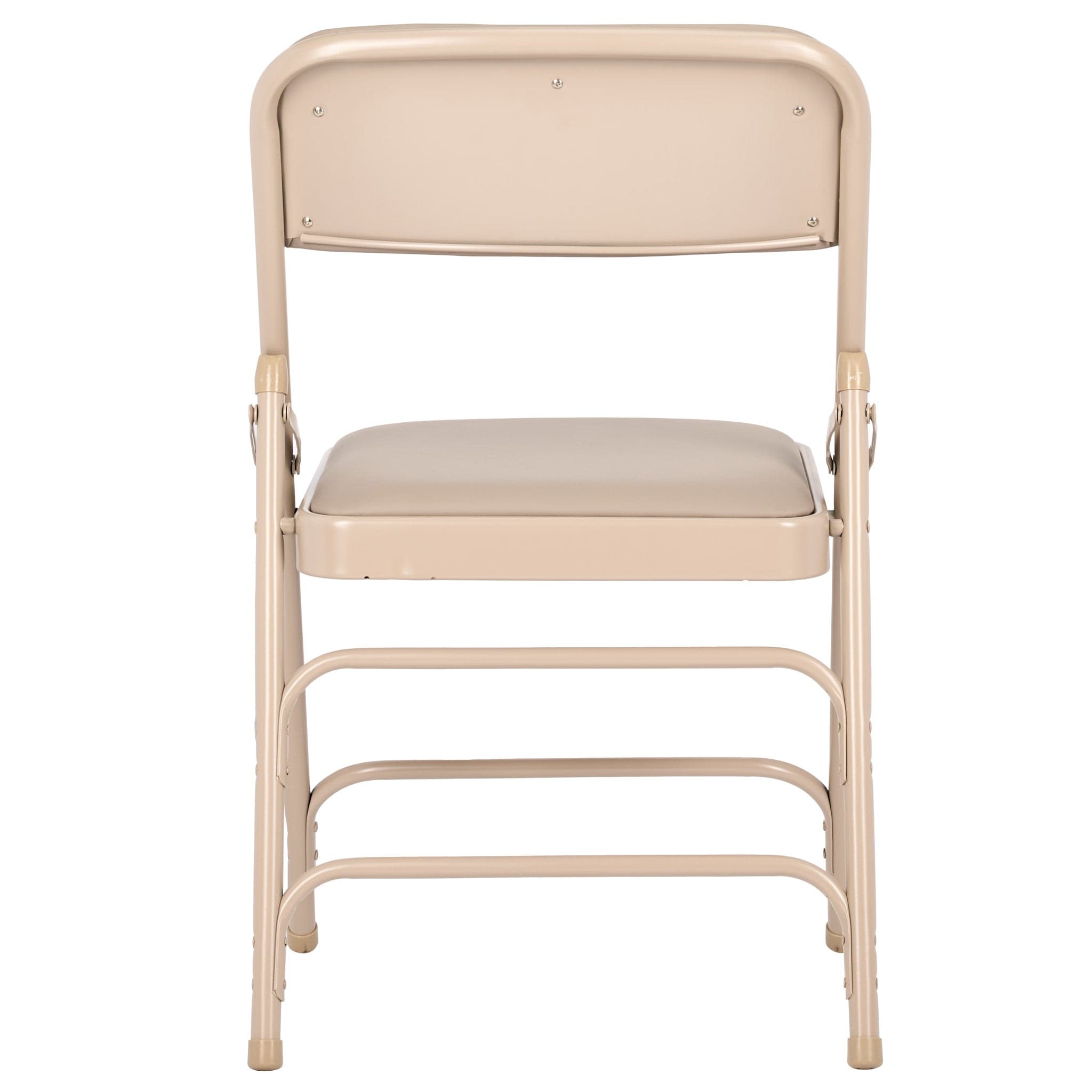 Chivari Beige Metal Folding Chair with  Beige Vinyl Cushion CFMVBEBE1-CX-T