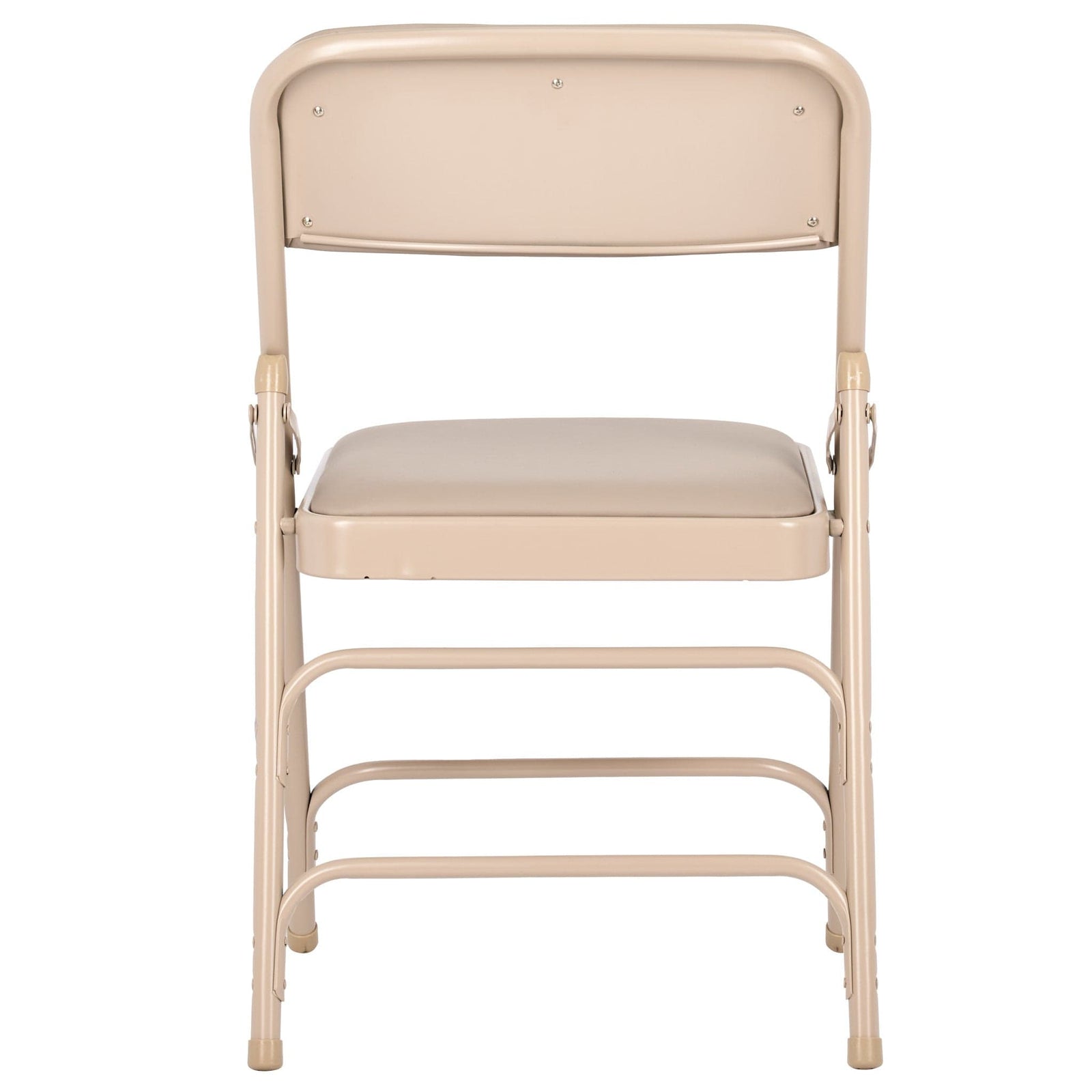 Chivari Beige Metal Folding Chair with  Beige Vinyl Cushion CFMVBEBE1-CX-T