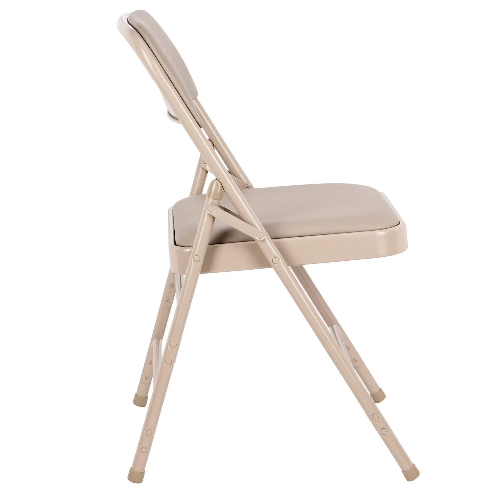 Chivari Beige Metal Folding Chair with  Beige Vinyl Cushion CFMVBEBE1-CX-T