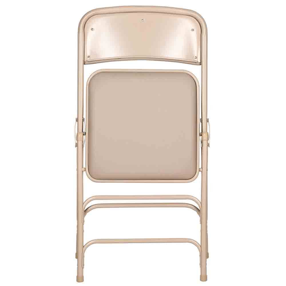 Chivari Beige Metal Folding Chair with  Beige Vinyl Cushion CFMVBEBE1-CX-T