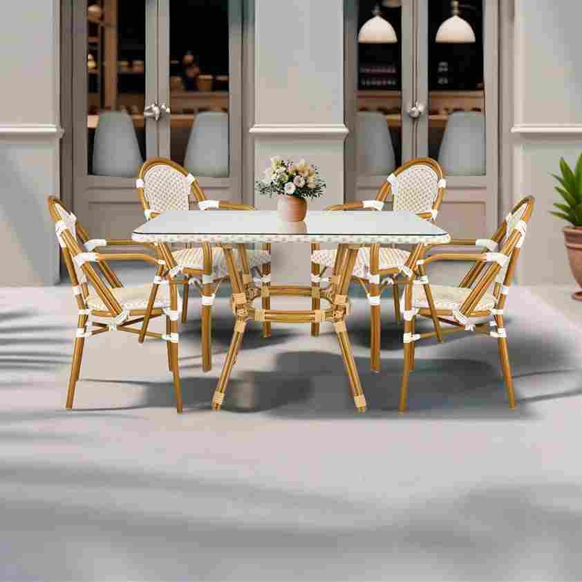 Toulouse White and Beige French Bistro Set Includes  48
