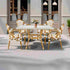 Toulouse White and Beige French Bistro Set Includes  48" x 36" Table and 4 Chairs with Arms FBK-SQ-WB-AWB4-AX