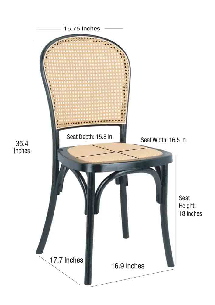 Chivari Black Bent Cane Resin Chair CBCBN-ZG-T
