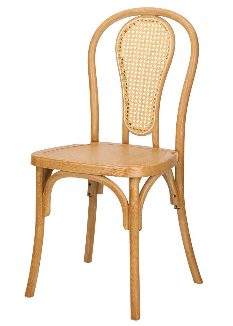 Natural Resin Bentwood Chair with Rattan Back