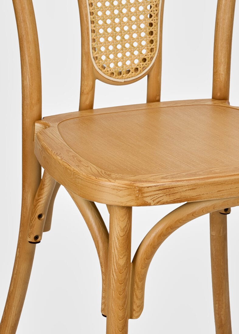 Natural Resin Bentwood Chair with Rattan Back